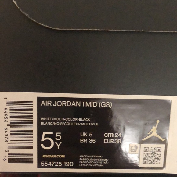 🖤💛NIKE AIR JORDAN 1 MID GS SNEAKERS💛🖤 - Picture 10 of 13